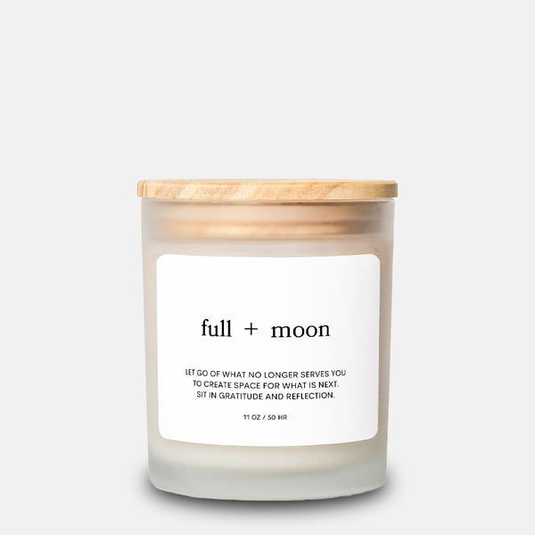 Full Moon Intention Candle Frosted Glass (Hand Poured 11 oz)